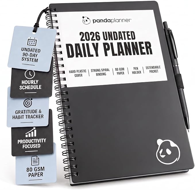 Panda Planner 2026 Undated Daily Planner 5.75" x 8.25", spiral binding by PANDAPLANNER%C2%AE