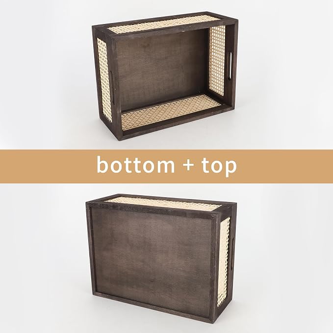 Desktop Storage Basket, Sundry Office Drawer Storage Box, Wood Frame Storage - Image 4