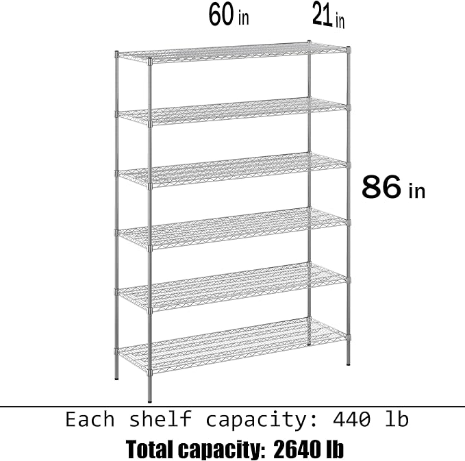 Regal Altair 21" Deep x 60" Wide x 86" Height Wire Shelving Kit | 6-Tier | NSF - Image 3