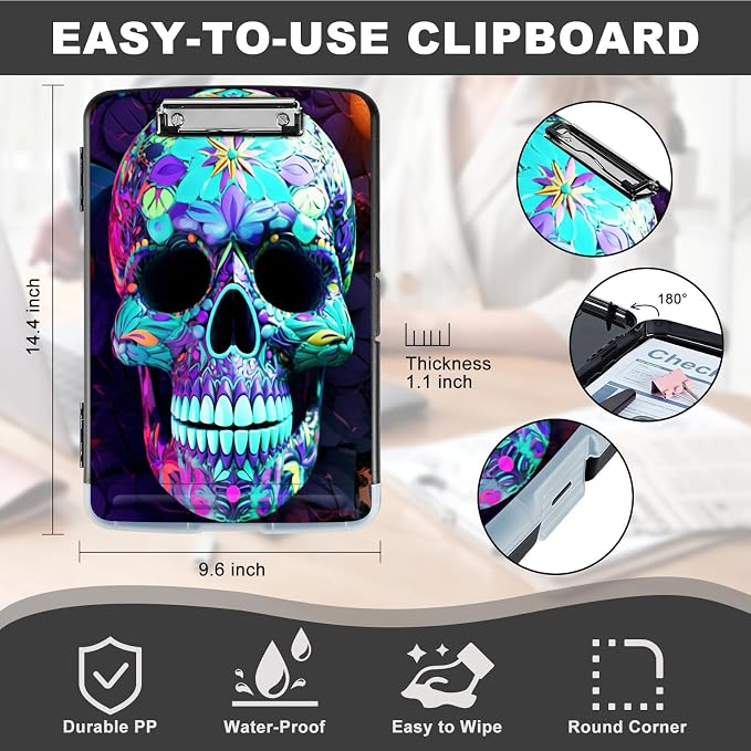 Clipboard with Storage, Heavy Duty Plastic Storage Clipboard with Low Profile - Image 2