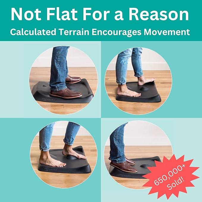 Topo Mini Comfort Mat by Ergodriven | The Smaller Not-Flat Anti-Fatigue Standing Desk Mat with Calculated Terrain | Accessories | Obsidian Black-DeskLoop Office