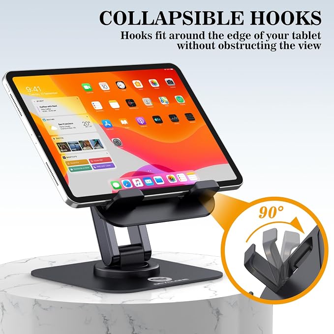 OCYCLONE iPad Stand, 360° Rotating Adjustable Foldable iPad Tablet Stand Holder - Image 6