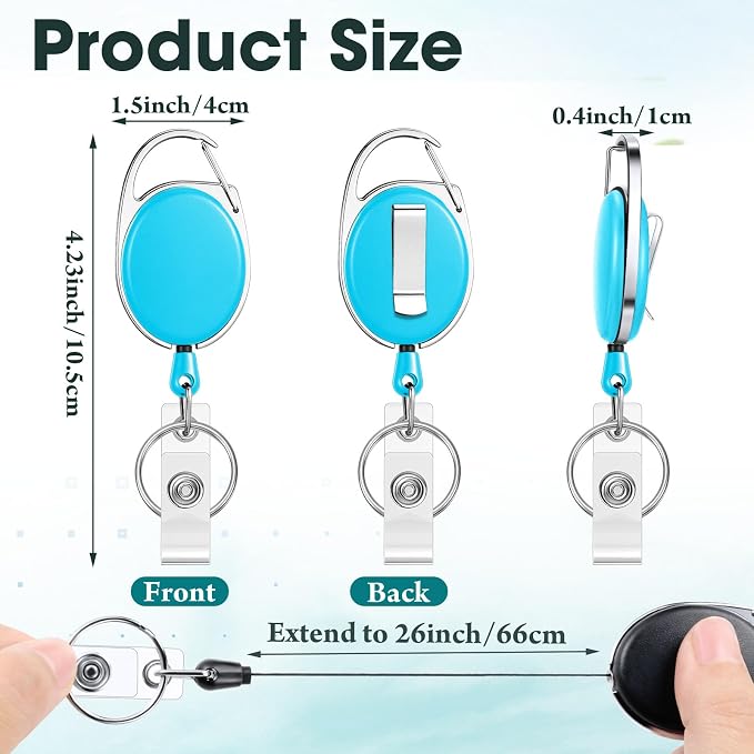 Laumoi 150 Packs Retractable ID Badge Holder Name ID Badge Reel Clips Keychain - Image 2