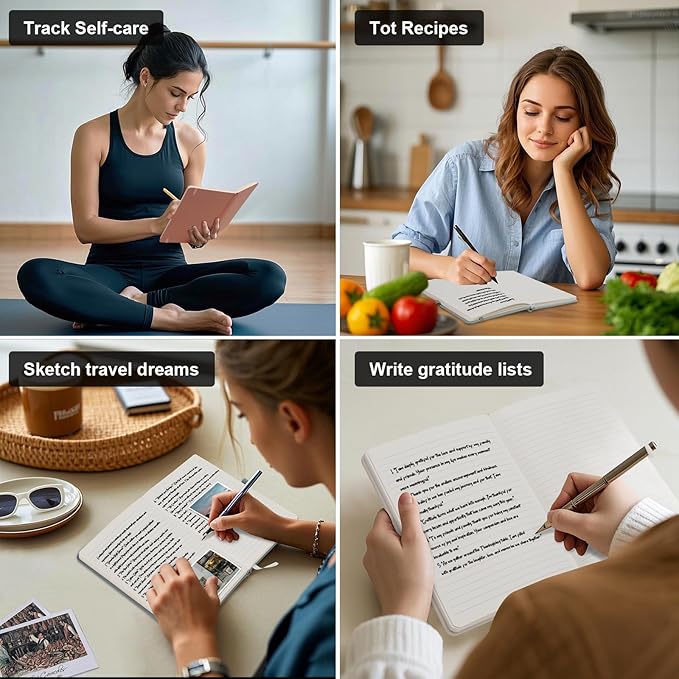 Comix 4 Pack Lined Journal Notebooks for Women, 176 Pages, 5.5 x 8.3, Hardcover, Morandi, 100gsm Paper, A5 Journaling Notebooks, Perfect for Work School Home-DeskLoop Office