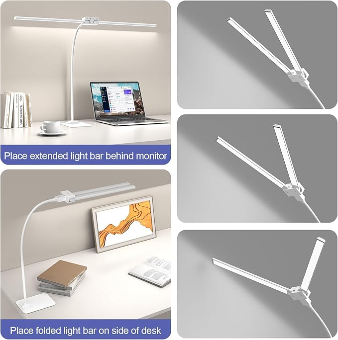 24W Led Desk Lamps with Base for Office Home, 31.5-in Double Head, Dimmable 4 - Image 2