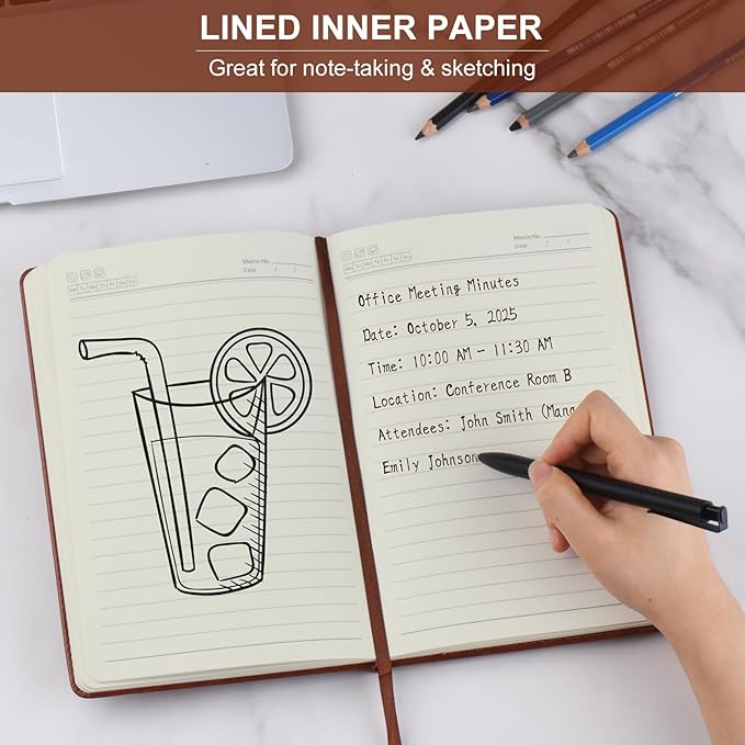 ZCZN Lined Journal Notebooks for Work, 5.5x8.3 in, 192 Pages, Hardcover Leather A5 Journals for Writing, Diary & Travel, College Ruled Journaling Notebooks for School, Office, Home (Brown*6)-DeskLoop Office