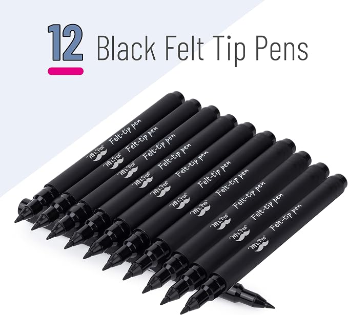 Mr. Pen- Black Felt Tip Pens, Fine Point, 12 Pack, Fast Drying, No Smear | - Image 2