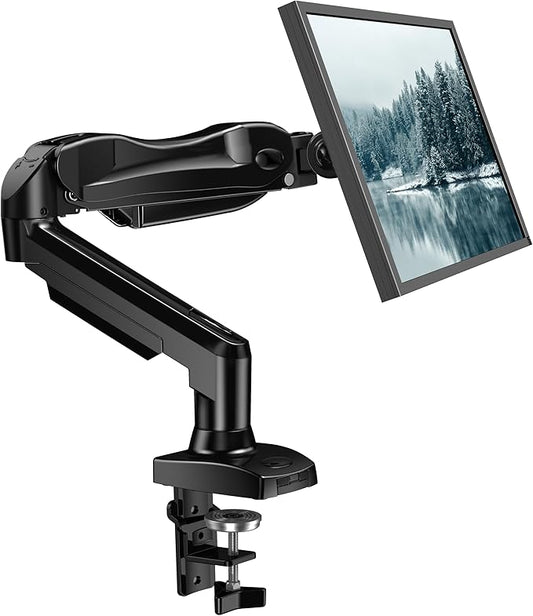 HUANUO Single Monitor Mount, 13 to 32 Inch Gas Monitor Arm, Adjustable Stand, Vesa Mount with Clamp and Grommet Base - Fits 4.4 to 19.8lbs LCD Computer Monitors-DeskLoop Office