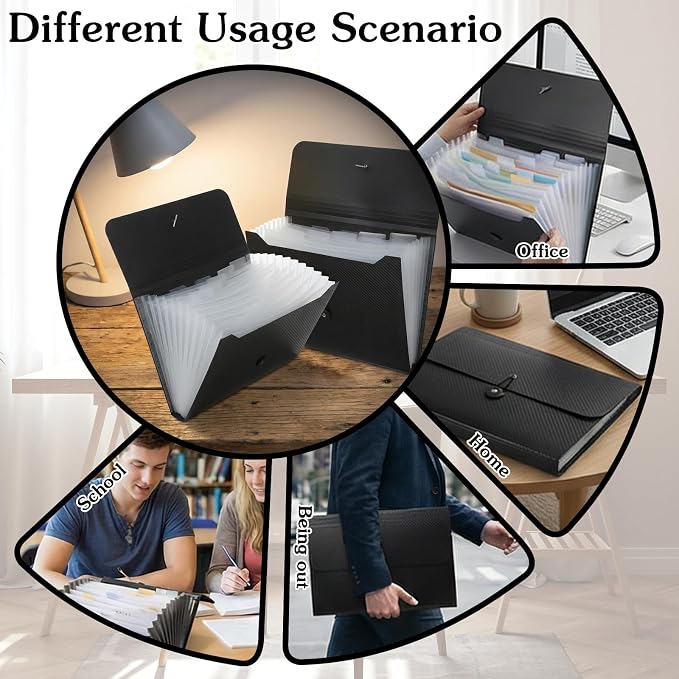 2pcs Expanding File Folders, 13 Pockets Accordion File Organizer Document - Image 4