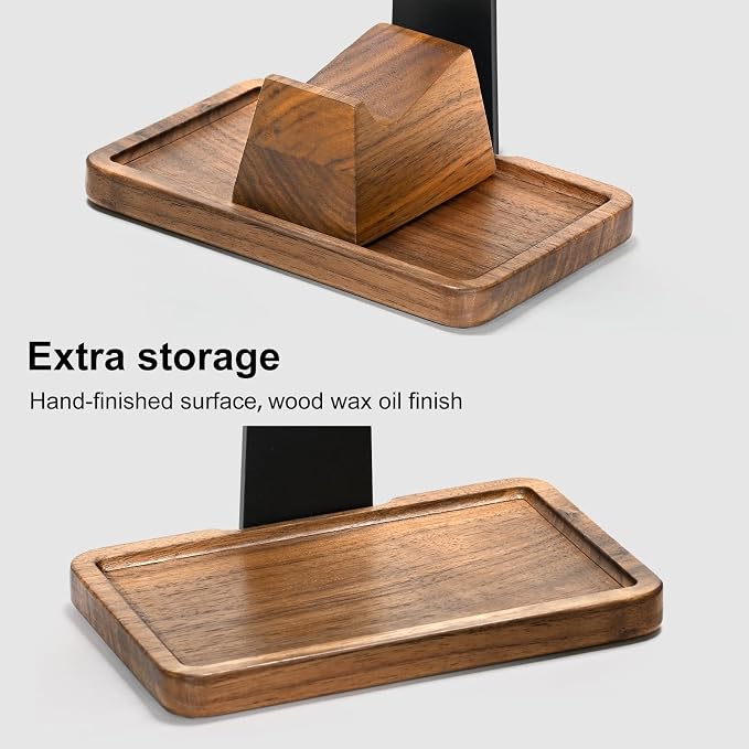 UPERGO Headset Stand with Gaming Controller Holder, Walnut Wood Headphone Stand - Image 6
