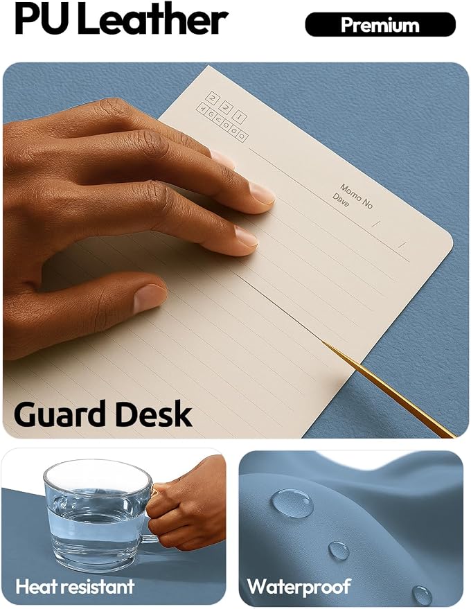 YSAGi Leather Desk Pad Protector, Office Desk Mat, Large Mouse Pad, Non-Slip PU - Image 4