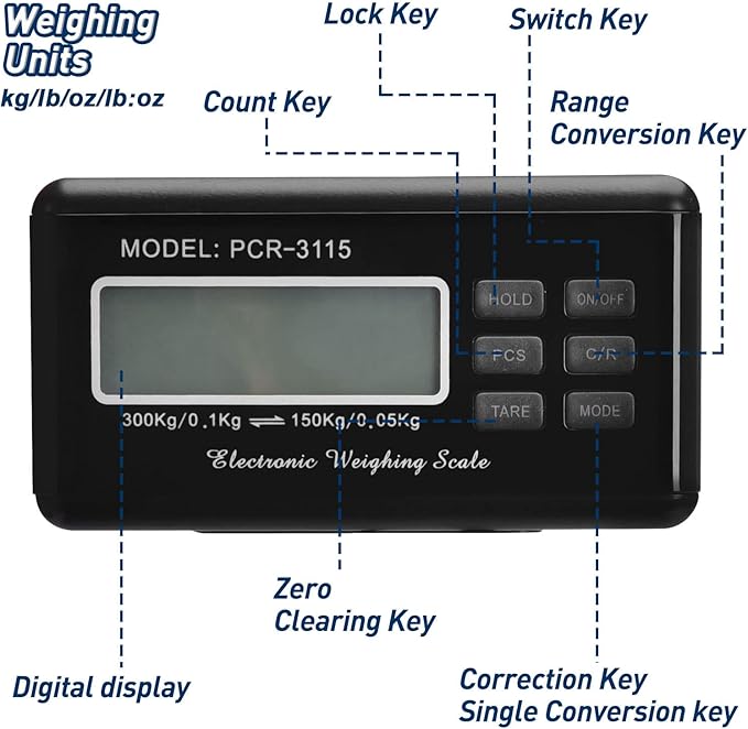 Shipping Scale 660lbs LCD Digital Postal Scale, Stainless Heavy Duty Postage Scale for Packages, 300kg Capacity Platform Scale for Shipping Weighing（14"X 12"）