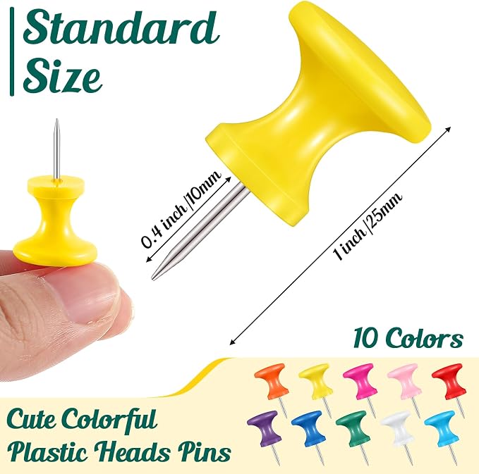 Outus 60 Pcs Giant Push Pins Jumbo Tacks 1/1.8inch Plastic Head - Image 2