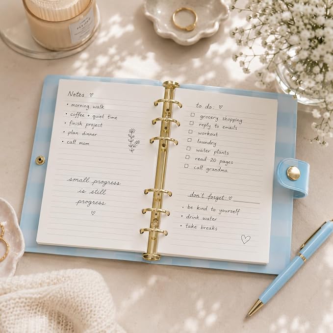 Pearhead Blue Gingham 5x7 Binder Journal - Image 7
