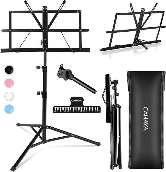 CAHAYA Portable Sheet Music Stand: Dual Use Desktop Book Holder Folding by CAHAYA