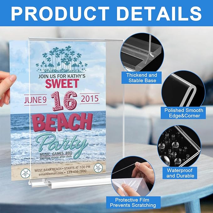 Dynta 24 Pack Acrylic Sign Holder 8.5 x 11 Inches Clear Double Sided Vertical - Image 4