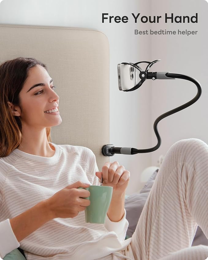 SAIJI Gooseneck Bed Phone Holder, Flexible Long Arm Phone Mount - Image 5