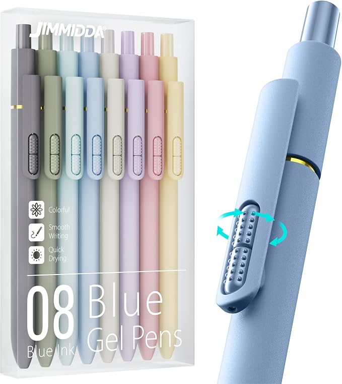 8Pcs Blue Gel Pens by JIMMIDDA