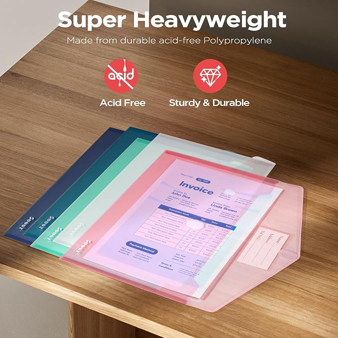 Sooez 10Pack Plastic Envelopes, Plastic File Folders, Super Heavyweight - Image 5