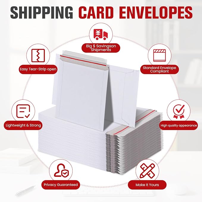 50 Pack 9X12 Inch Rigid Stay Flat Mailers, Self Seal Lightweight Cardboard - Image 6