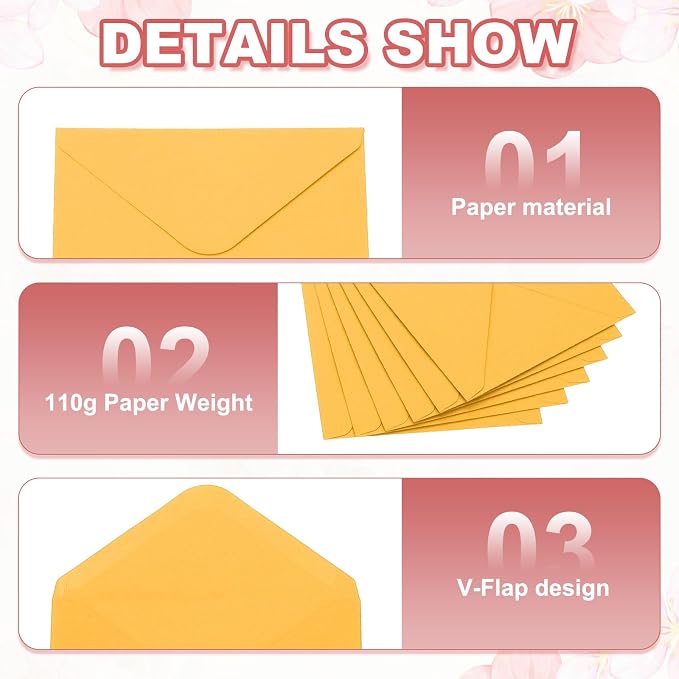 PATIKIL 7x5 Inch Invitation Envelopes, Dark Golden Yellow - Image 4