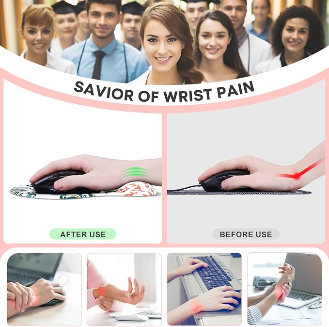 JIKIOU Mouse Pad, 2 Pack Ergonomic Mouse Pads - Image 3