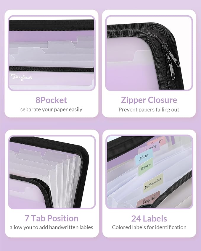 SKYDUE Accordion File Organizer, 7 Pocket Expanding File Folder - Image 2