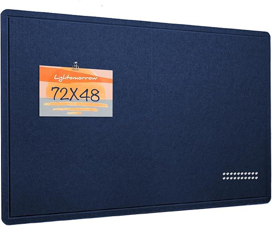 Large Bulletin Board - 72 x 48 Inches, Decorative Felt Pin Board for Wall - 6' x 4' Foldable Photo Display Board with Self-Adhesive Tape, Includes 20 Push Pins - Dark Blue