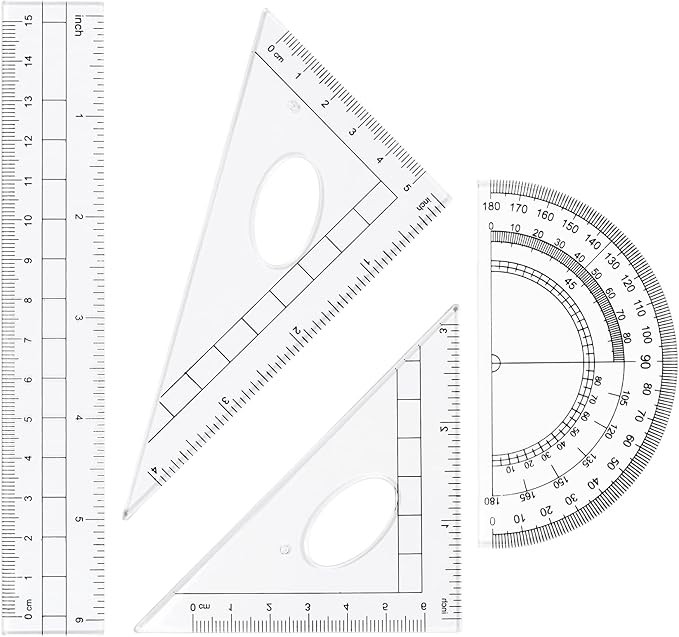 Math Geometry Kit Sets 10 Piece Student Supplies with Shatterproof Storage Box,Includes Rulers,Protractor,Compass,Eraser,Pencil Sharpener,Lead Refills,Pencil,for Drafting and Drawings（Blue）