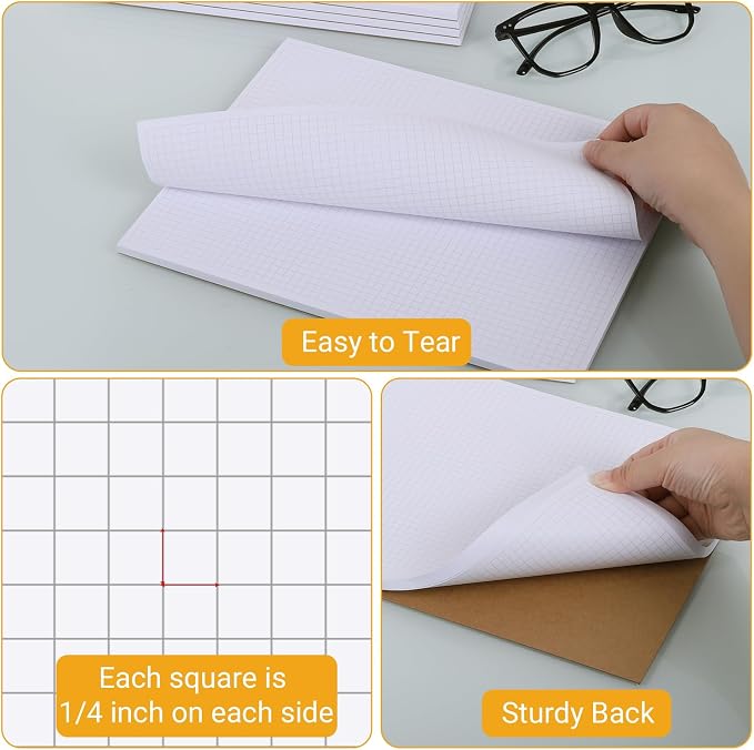 zmybcpack 6 Pack 8.5"X11" Graph Paper Pads, Grid Writing Pads, Memo ScratchPads - Image 3