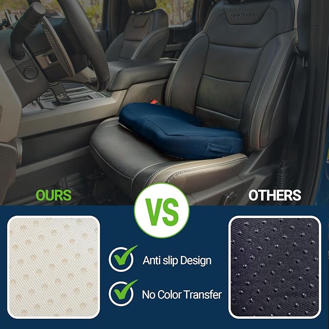 Gel Seat Cushion for Car Office - Memory Foam Pain Relief Chair Pillow Cushions - Tailbone Sciatica Coccyx Butt Lumbar Support Pad for Sitting Driving Traveling, Mesh, Blue-DeskLoop Office