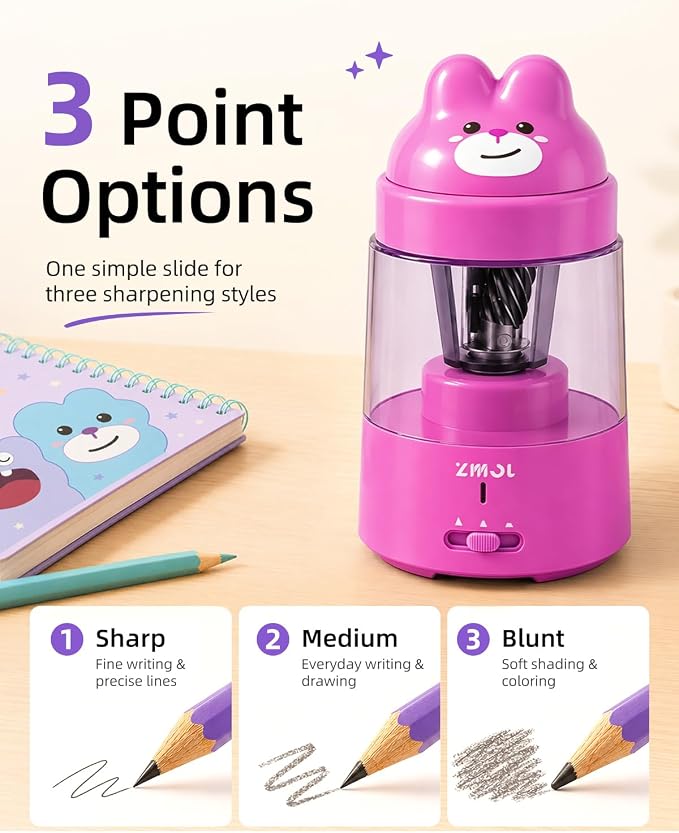 ZMOL Colored Pencil Sharpener for Kids Gift, Rechargeable Electric Pencil - Image 4