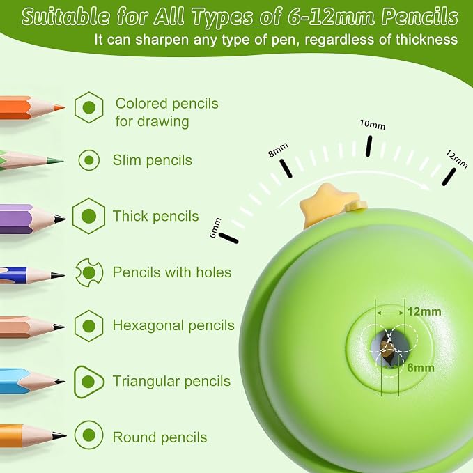 Rechargeable Electric Pencil Sharpener, 6-12mm Auto in & Out Fully Automatic - Image 6