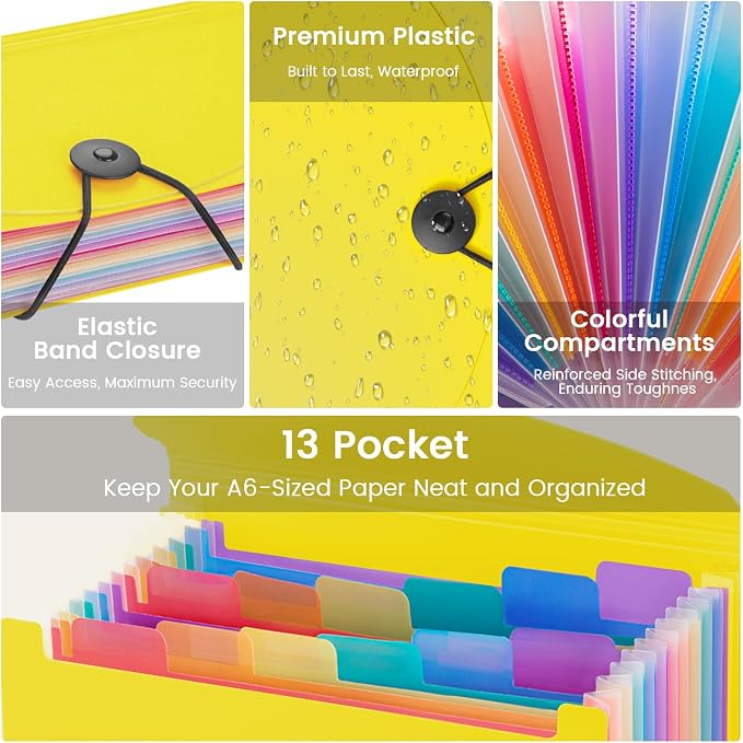 13 Pocket A6 Receipt Organizer, 2 Pack Small Accordion File Organizer, Coupon - Image 3