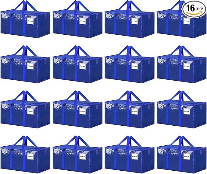 16 Pack Extra Large Heavy Duty Moving Bags, Reinforced Handles & Heavy-Duty by ukeetap