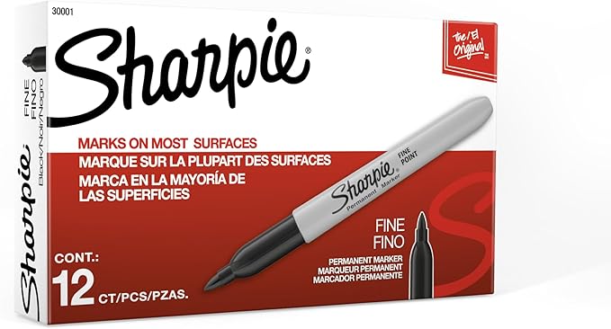 Sharpie Permanent Markers, Fine Tip, Fade Resistant, by Unknown