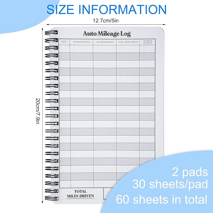 Spakon 2 Pcs Auto Mileage & Expense Log Book - Image 2