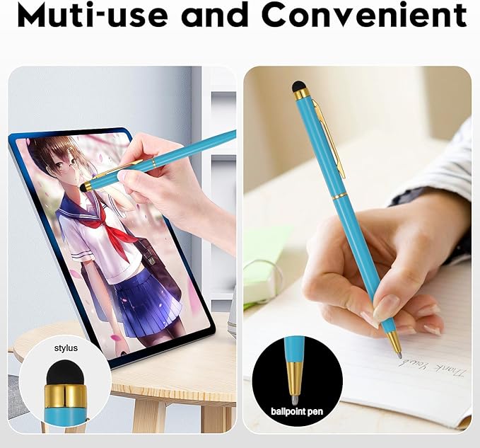 15 Pack Stylus Pens for Touch Screens Stylus Pen Compatible with Phone Tablets Kindle and Black Ink Ballpoint Pens-2 in 1 Stylists pens for Touch Screens (Gold)-DeskLoop Office