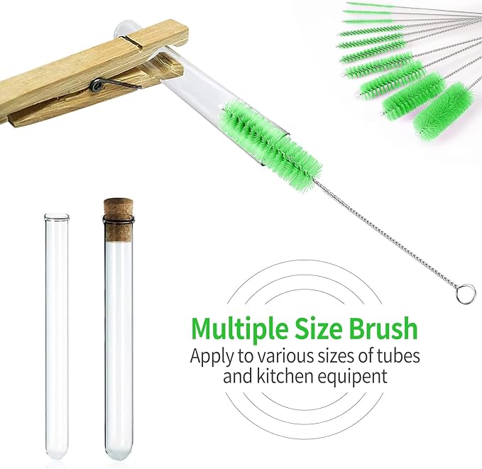 CiaraQ Bottle Cleaning Brushes, 8 Inch Nylon Tube Brush Set | Green Cleaner - Image 5