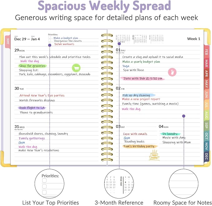 2026 Planner, Forvencer Calendar Planner Weekly and Monthly, Jan 2026-Dec 2026 - Image 4