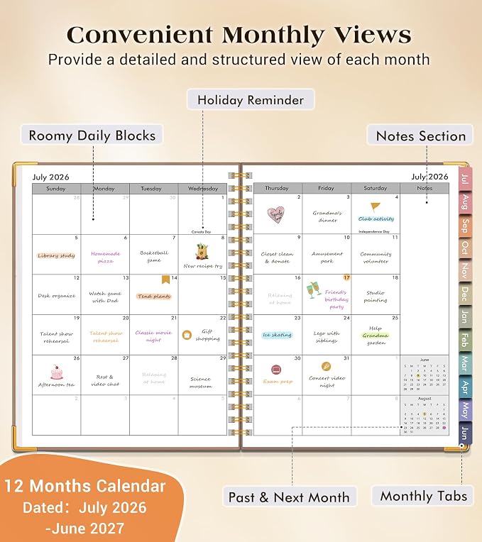 Academic Planner 2026-2027, Hardcover Weekly and Monthly Calendar Planner from - Image 2