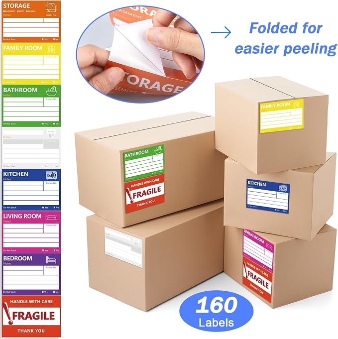 6 x 4 in Large Moving Labels for Boxes, Home Moving Packing Color Coded - Image 2