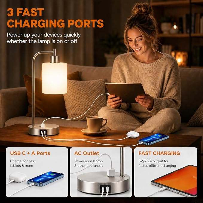 Set of 2 Industrial Touch Control Table Lamps - Image 4
