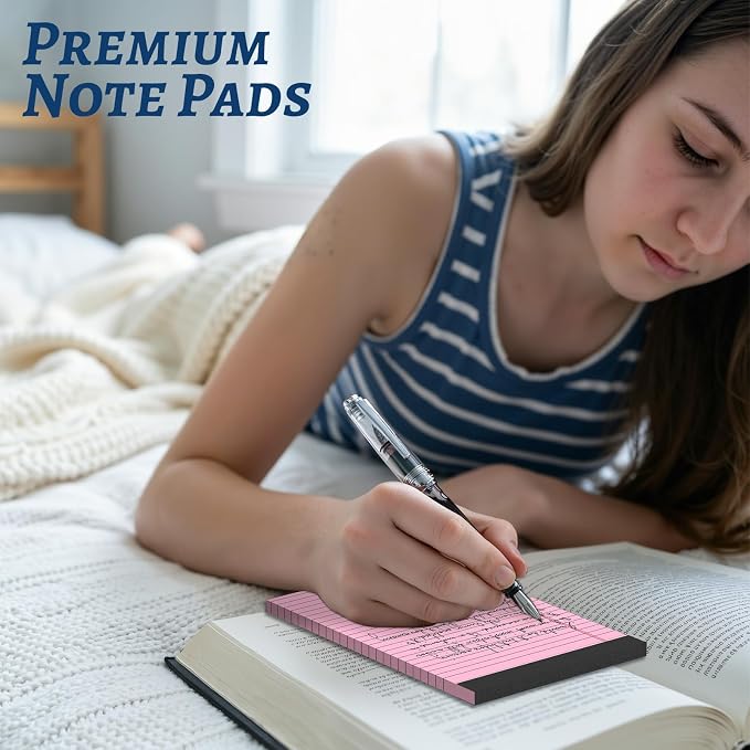 6 Pack 5 x 8 Inch Pink Legal Pads, Double-Sided Lined Notepads - Image 3