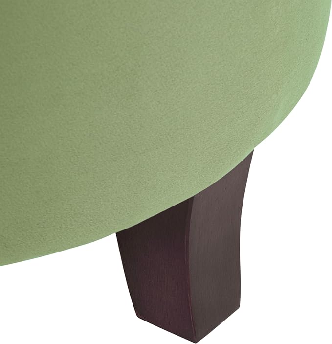 HomePop by Kinfine Fabric Upholstered Round Storage Ottoman - Velvet Button Tufted Ottoman with Removable Lid, Dark Green Small-DeskLoop Office