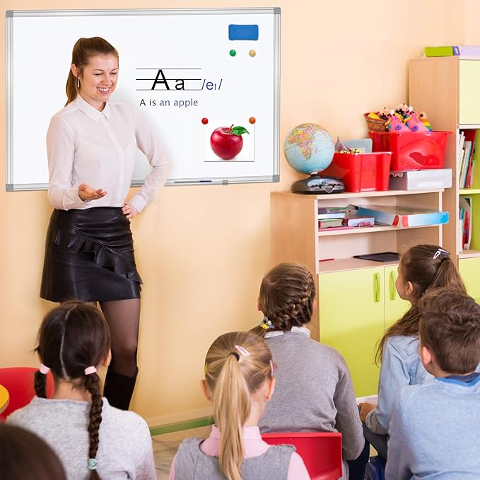 H-Qprobd White Board 36" x 24" Dry Erase Board for Wall Whiteboard 3' x 2' (2 Pack) Magnetic Presentation Board with Long Pen Tray, Wall-Mounted White Boards for Home, Office and School-DeskLoop Office
