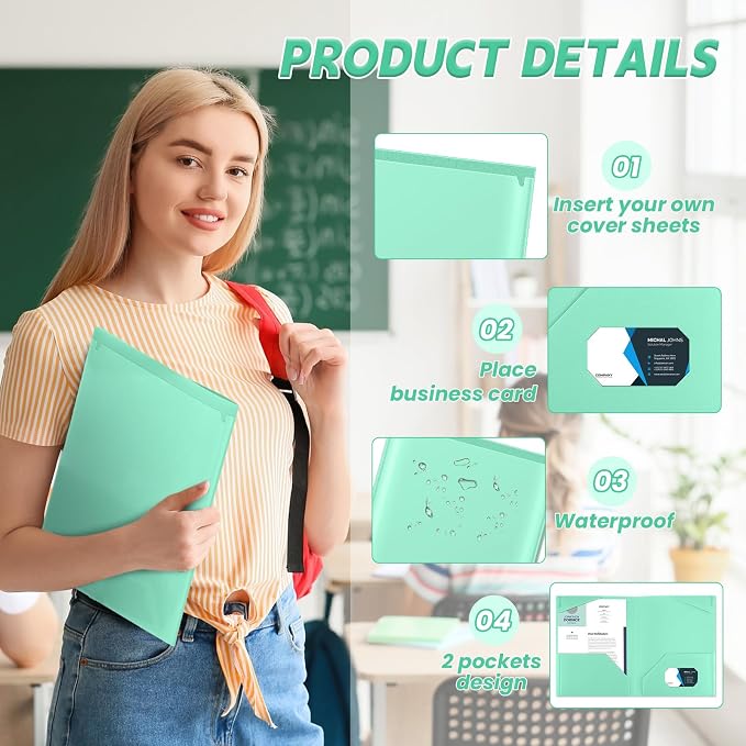 Henoyso 36 Pack Light Green Plastic Folders - Image 3