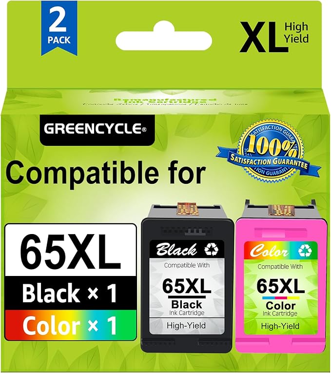 65XL Ink Cartridge Replacement for HP 65 XL N9K04AN Compatible with Envy 5055 5052 5058 Deskjet 2655 2652 2622 3720 3730 3752 3758 All-in-One Printer-DeskLoop Office