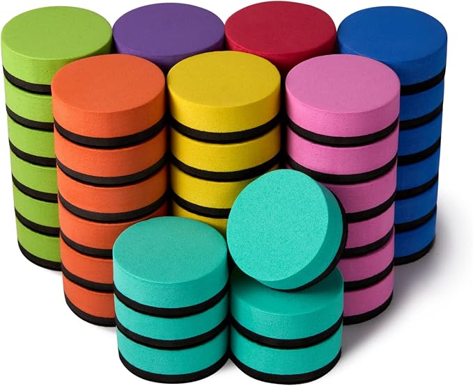 Favide 48 Pack Magnetic Whiteboard Dry Erase Erasers Chalkboard Cleansers by favide