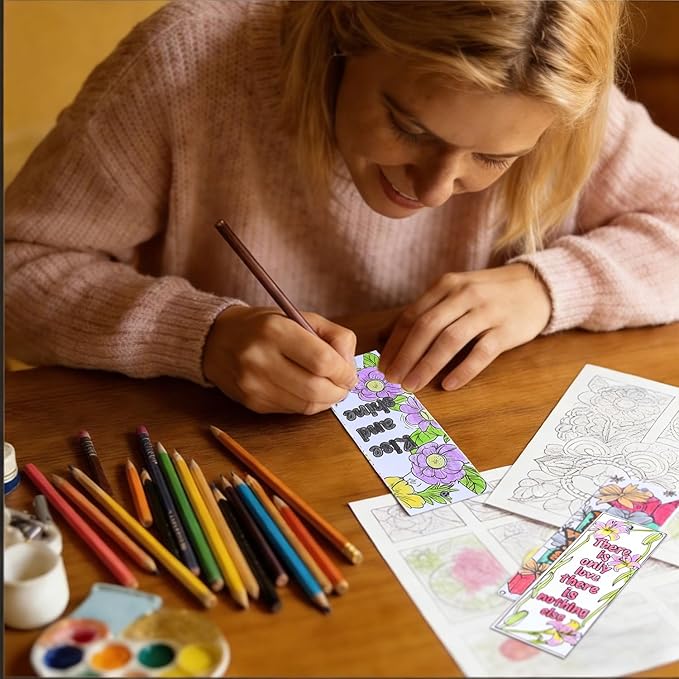 60 PCS Inspirational Quotes Coloring Bookmarks, DIY Coloring Book Markers - Image 5